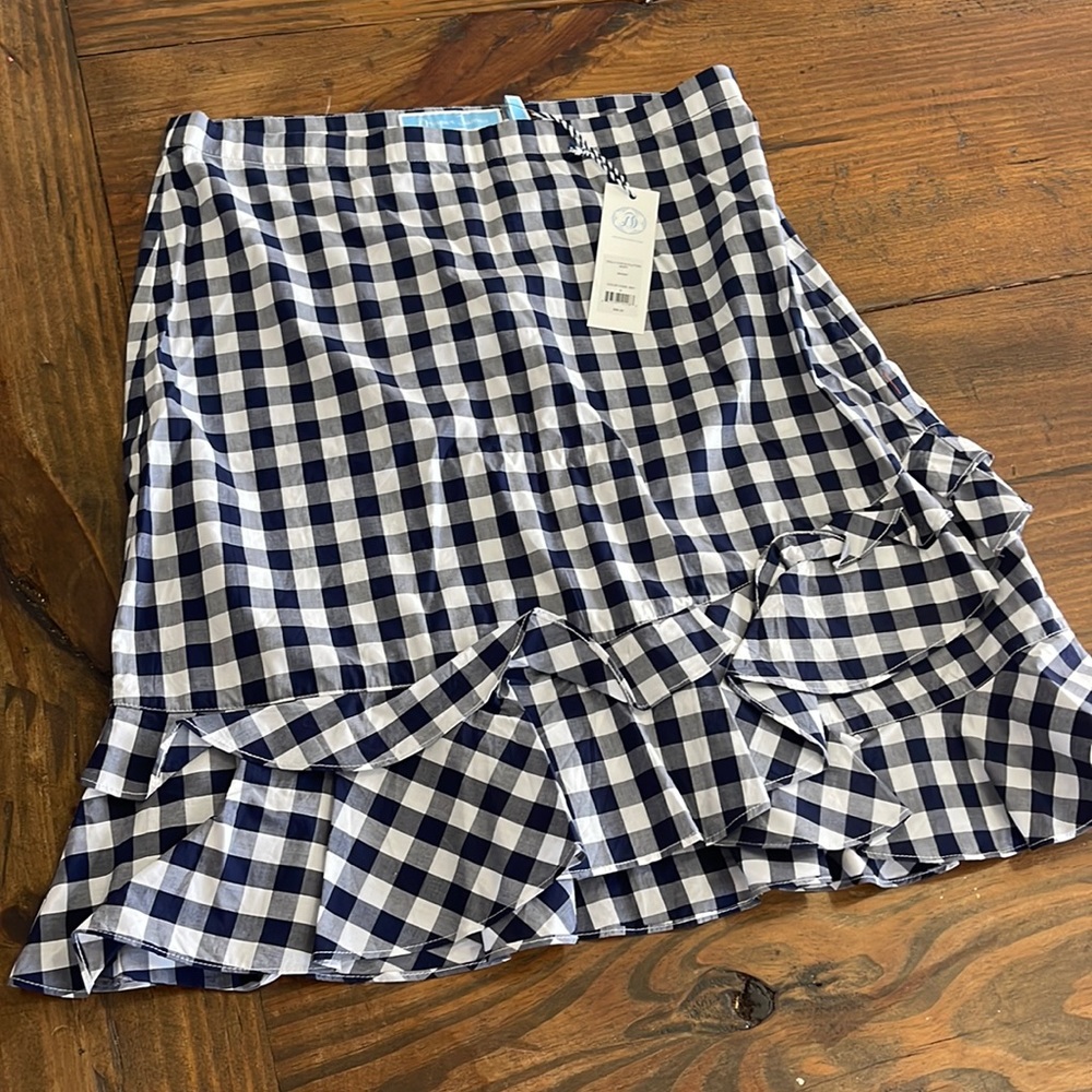 NWT Draper James Dolly Check Flutter Skirt Size 6